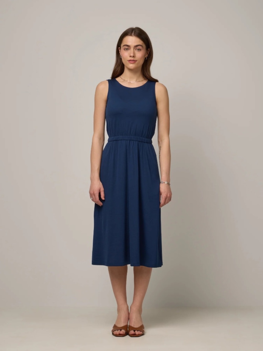 wool& Sofia Merino Wool Fit & Flare Dress with Pockets - Blue | Size S